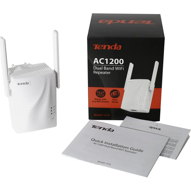 Tenda A18 AC1200 Dual-Band WLAN Repeater (867 MBit-s 5GHz, 300 MBit-s 2,4GHz, 1x LAN Port, WPS, bis zu 200m² Abdeckung, Status LED, 2x hochwertige Antennen, kompaktes Design, Plug&Play) weiß – Bild 5