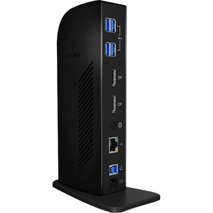 ICY BOX IB-DK2242AC DockingStation mit Type-C & Type-A Kabel, 2x DisplayPort (4K Ultra HD), 6x USB 3.0, Audio In-Out, Gigabit-LAN, schwarz – Bild 5