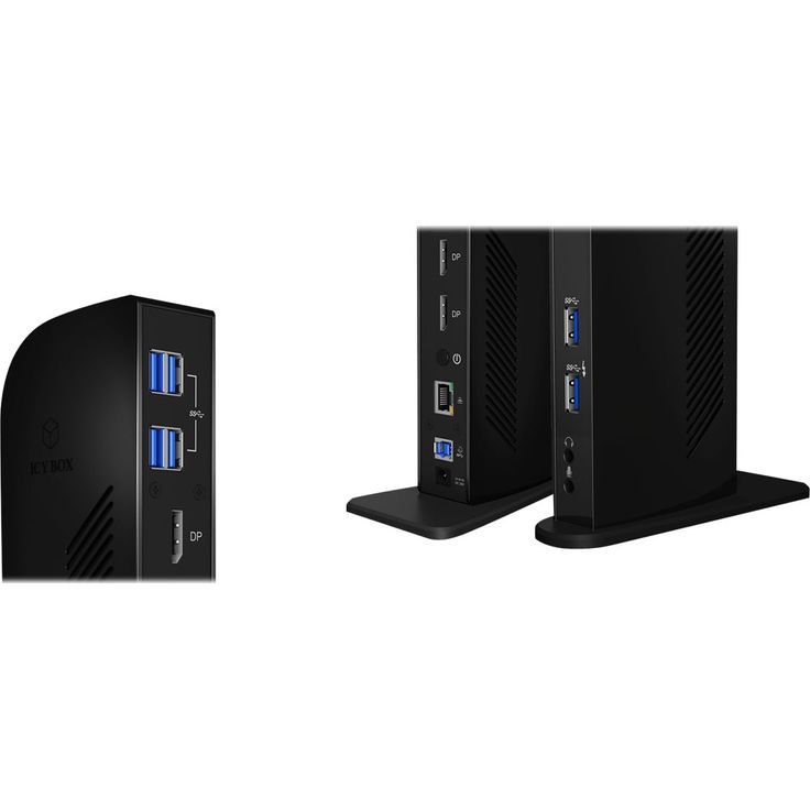 ICY BOX IB-DK2242AC DockingStation mit Type-C & Type-A Kabel, 2x DisplayPort (4K Ultra HD), 6x USB 3.0, Audio In-Out, Gigabit-LAN, schwarz – Bild 6