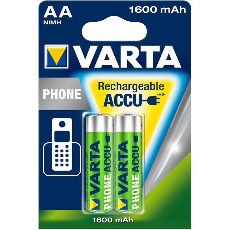 VARTA Recharge Akku Phone Accu AA Mignon Ni-Mh Accu (2er Pack, 1600 mAh, geeignet für schnurlose Telefone) – Bild 2