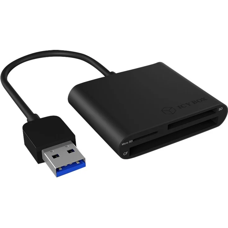 ICY BOX IB-CR301-U3 USB 3.0 Type-A Kartenleser für CF, SD und microSD Speicherkarten, SD 3.0, Aluminiumgehäuse, integriertes Kabel, schwarz – Bild 4