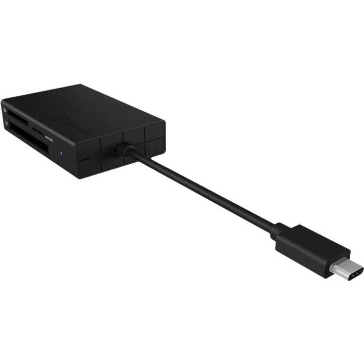 ICY BOX IB-CR401-C3 USB 3.0 Type-C Kartenleser für CF, SD und microSD Speicherkarten, SD 4.0-UHS-II, Aluminium, integriertes Kabel, schwarz – Bild 3