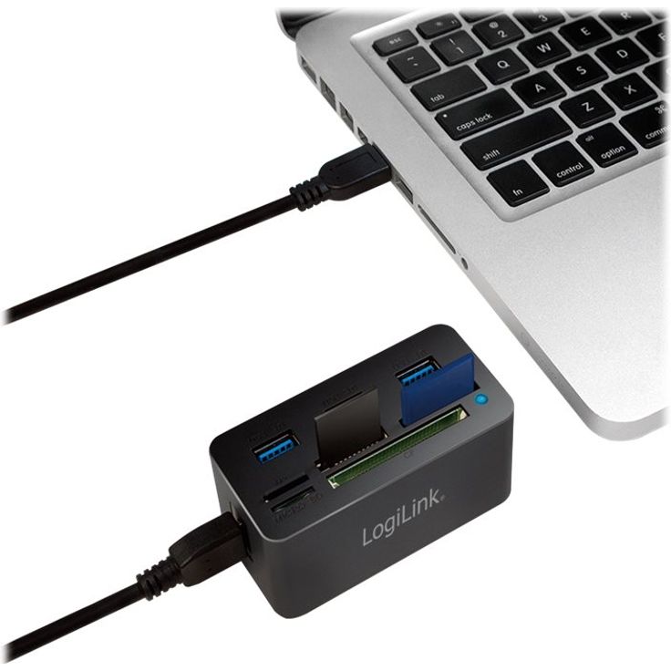 LogiLink CR0042 USB 3.0 Hub mit All-in-One Card Reader (Micro SD - SD - MS - M2 - CF) Schwarz – Bild 6
