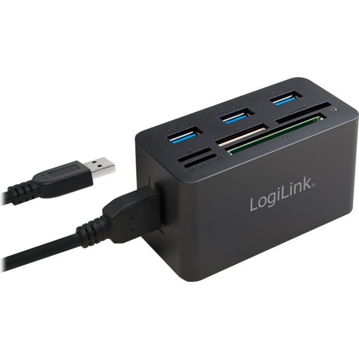 LogiLink CR0042 USB 3.0 Hub mit All-in-One Card Reader (Micro SD - SD - MS - M2 - CF) Schwarz – Bild 3