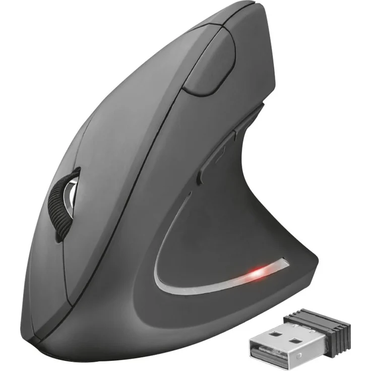 Trust Verto Wireless Vertikale Ergonomische Maus (Vorbeugung Gegen Mausarm-Tennisarm (RSI Syndrom), Nur für Rechtshänder) Schwarz – Bild 1