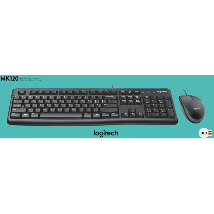 Logitech MK120 Kabelgebundenes Tastatur-Maus-Set, Optische Maus, USB-Anschluss, PC-Laptop, Deutsches QWERTZ-Layout - schwarz – Bild 5