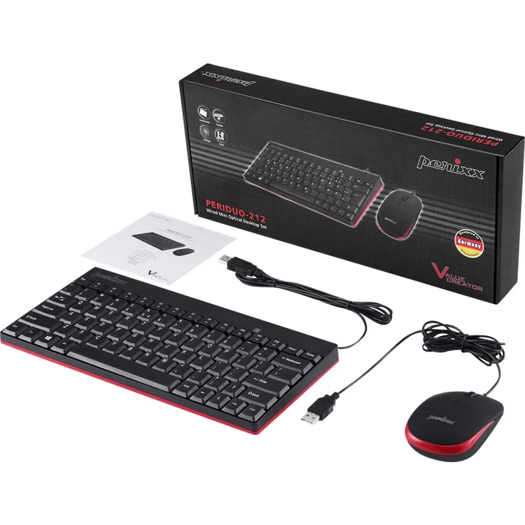 Perixx PERIDUO-212 - Tastatur-und-Maus-Set - USB - QWERTZ - Deutsch - Schwarz (11484) – Bild 4
