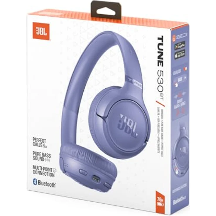 JBL Tune 530 BT Wireless On-Ear Kopfhörer mit JBL Pure Bass Sound, 76 Stunden Akkulaufzeit, Bluetooth 6.0, faltbares Design, Violett – Bild 2