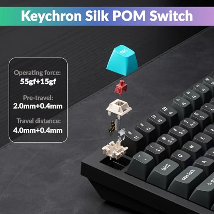 Keychron Q1 Ultra 8K, 75 % Kabellose Mechanische Tastatur, Aluminium, 82 Tasten, ZMK-programmierbar, POM Switch - Red – Bild 8
