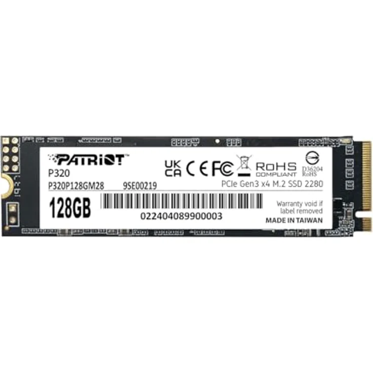 Patriot Memory Patriot P320 128GB Interne SSD - NVMe PCIe Gen 3x4 - M.2 2280 - Solid State Drive - P320P128GM28, Kapazität: 128GB, bis zu 1600MB/s Lesegeschwindigkeit – Bild 1