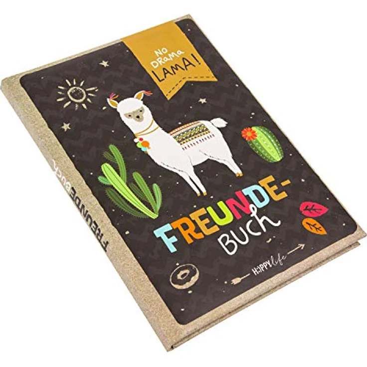 goldbuch 43581 Freundebuch Happylife Lama DIN A5, Freundschaftsbuch zum Ausfüllen, Erinnerungsbuch an Freunde, Notizbuch mit 88 illustrierte Seiten, Einband mit Kunstdruck, ca. 15 x 21 x 1,5 cm – Bild 3