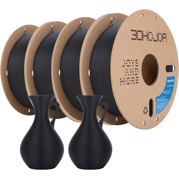 3DHoJor Matte PLA Filament Schwarz 1,75mm, 4KG, hohe Zähigkeit – Bild 1