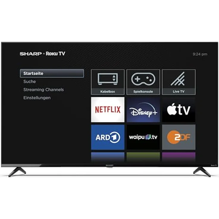 SHARP 55GJ4225E - 55 Zoll Fernseher 4K Ultra HD Roku TV ohne Rahmen - Gaming & Streaming LED Smart TV (HDR10, HDMI 2.1, AV1-Codec, Receiver, WLAN) - Netflix, Prime, YouTube, Disney+ – Bild 2