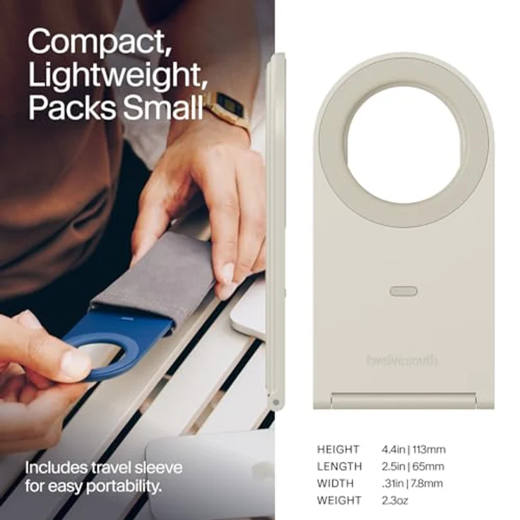 TwelveSouth Curve Nano, faltbare Smartphone Halterung mit magnetischer Befestigung, Beige – Bild 6