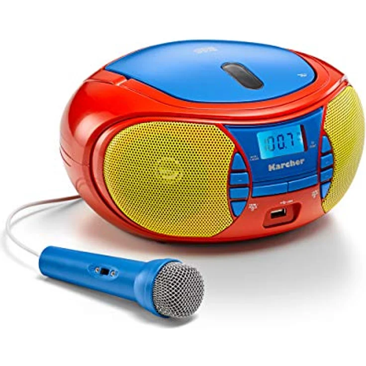 Karcher RR 5026 tragbares CD Radio - bunte Kinder-Boombox mit CD-Player, UKW Radio, USB & Mikrofon - Batterie/Netzbetrieb – Bild 2