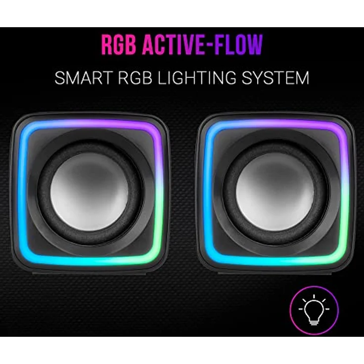 Mars Gaming MSCUBE Schwarz, Kompakte RGB Gaming-Lautsprecher, 8W DSP Soundprozessor, Lautstärkeregler – Bild 3