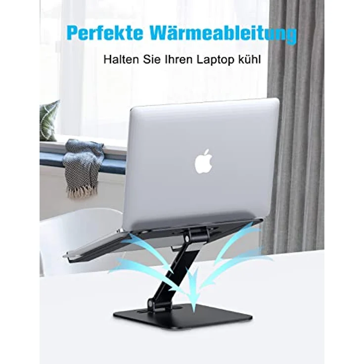 Babacom Laptop Ständer, Höhenverstellbarer, Faltbarer Stand aus Aluminiumlegierung, Ergonomisch und Belüftet, Kompatibel mit Laptops 10-16" (Schwarz) – Bild 3