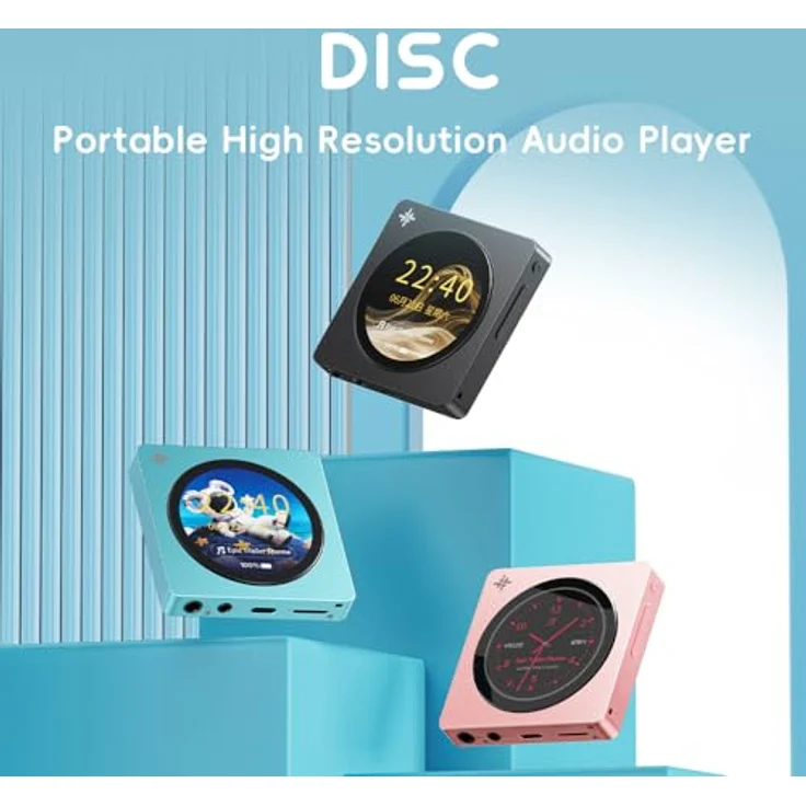 FIIO DISC Tragbarer HiFi-Musik-Player mit Dual-DAC, 3,5-mm- und 4,4-mm-Ausgängen, Bluetooth 5.4 LDAC, Touchscreen, Blau – Bild 2