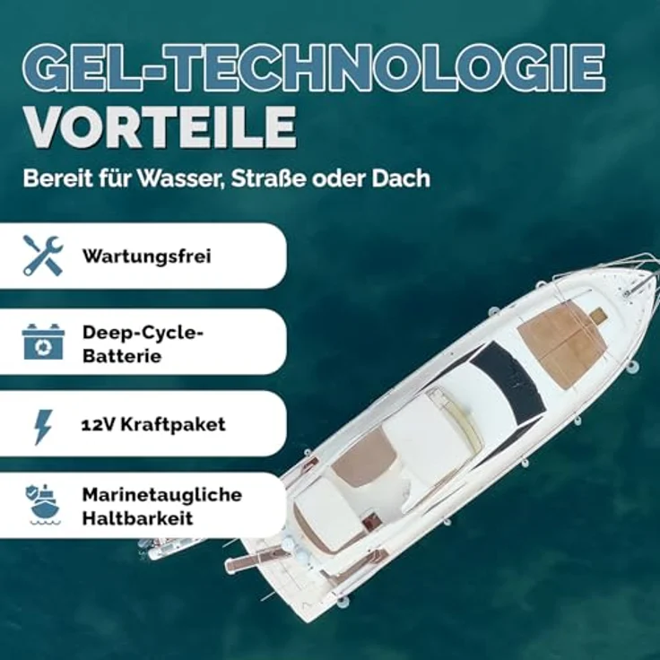 Electronicx Marine Edition Gel Batterie 120 AH 12V, wartungsfreie Bootsbatterie mit hoher Stromabgabe und auslaufsicherem Gehäuse – Bild 2