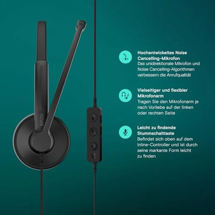 EPOS IMPACT 100 MS, kabelgebundenes On Ear Headset in Schwarz mit Mono-Sound, Noise Cancelling und Mikrofon-Stummschaltung – Bild 3