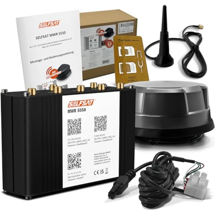 Selfsat MWR 5550, Mobilfunkantenne mit Panorama Antenne schwarz, 5G/4G, WLAN, GPS, für Wohnmobile und Yachten – Bild 1