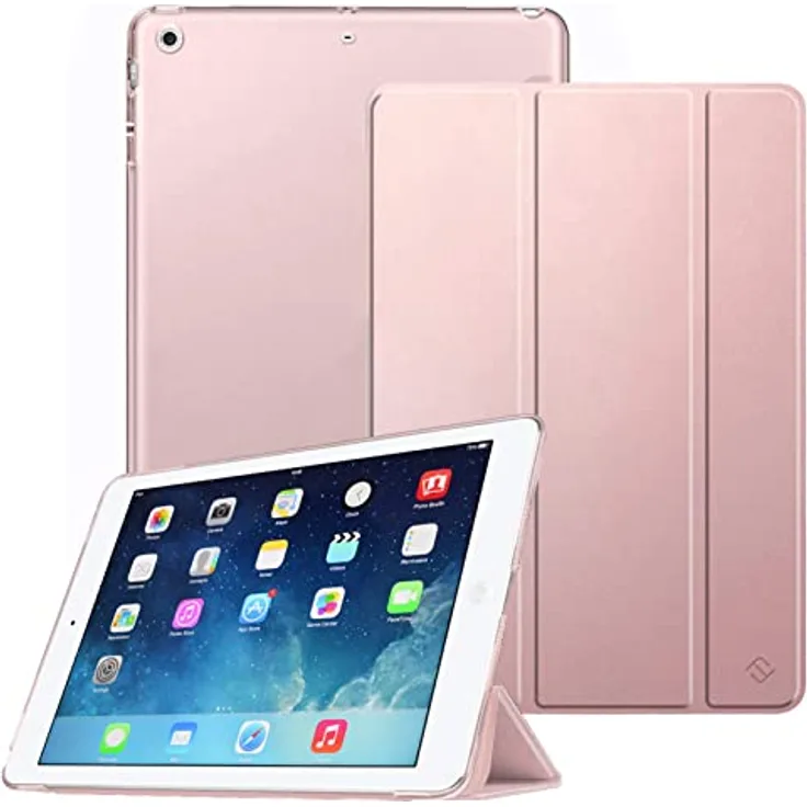 Fintie Hülle für iPad Air 2 (2014 Modell) / iPad Air (2013 Modell) - Ultradünne Superleicht Schutzhülle mit Transparenter Rückseite Abdeckung mit Auto Schlaf/Wach Funktion, Roségold