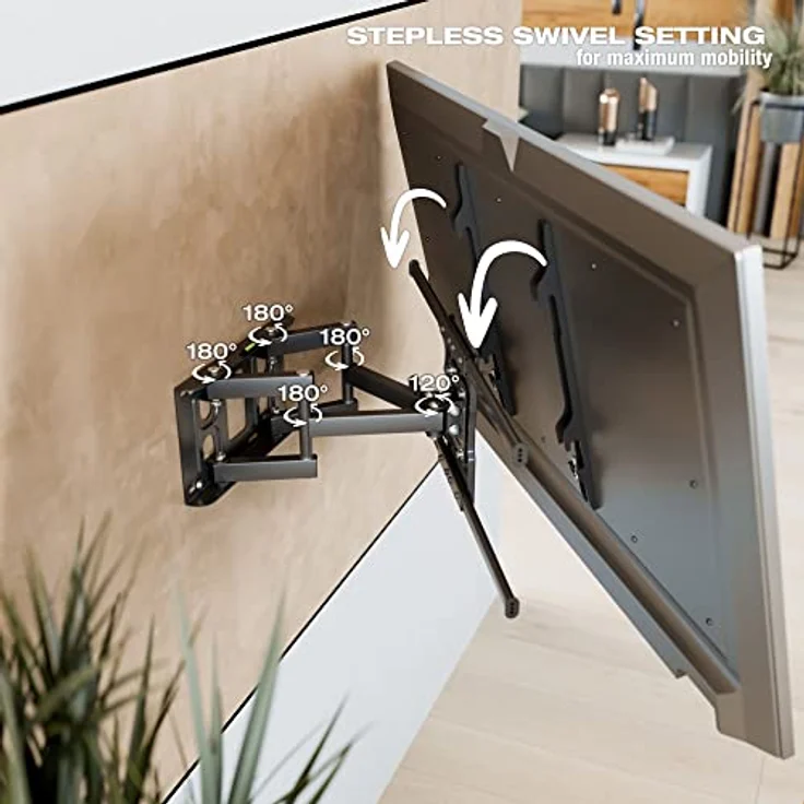 RICOO TV Wandhalterung Fernseher Schwenkbar Neigbar für 40-65 Zoll, Universal TV Halterung S7264, Fernsehhalterung für Wand, Wandhalterung Fernseher 55 Zoll+, bis 50 Kg mit max. VESA 600x400 mm – Bild 2