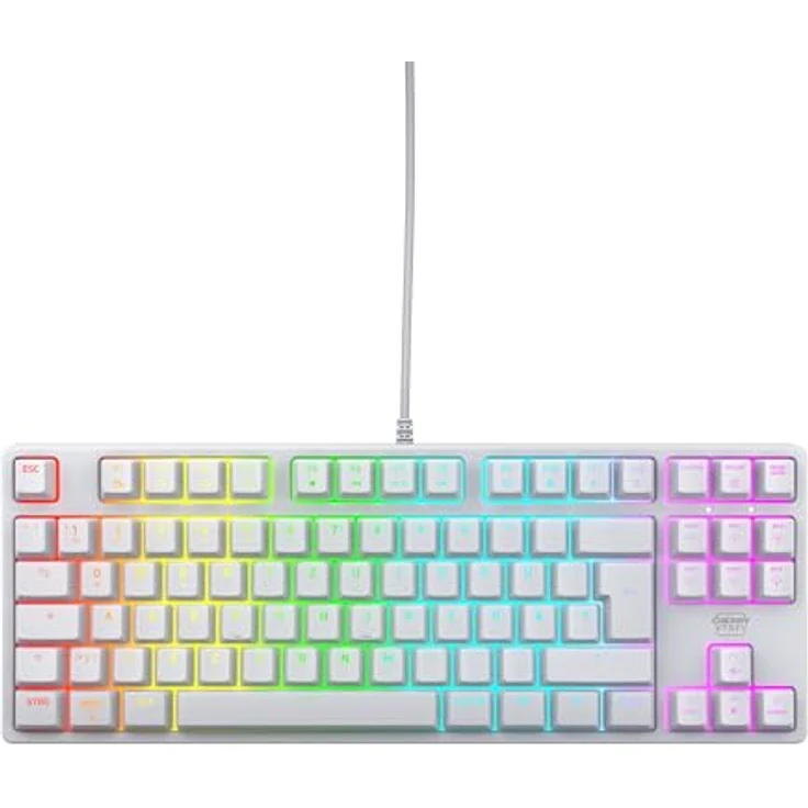 CHERRY XTRFY K4V2 TKL, Kabelgebundene Gaming-Tastatur, RGB-Beleuchtung, Mechanische MX2A RED Switches, Weiß – Bild 1