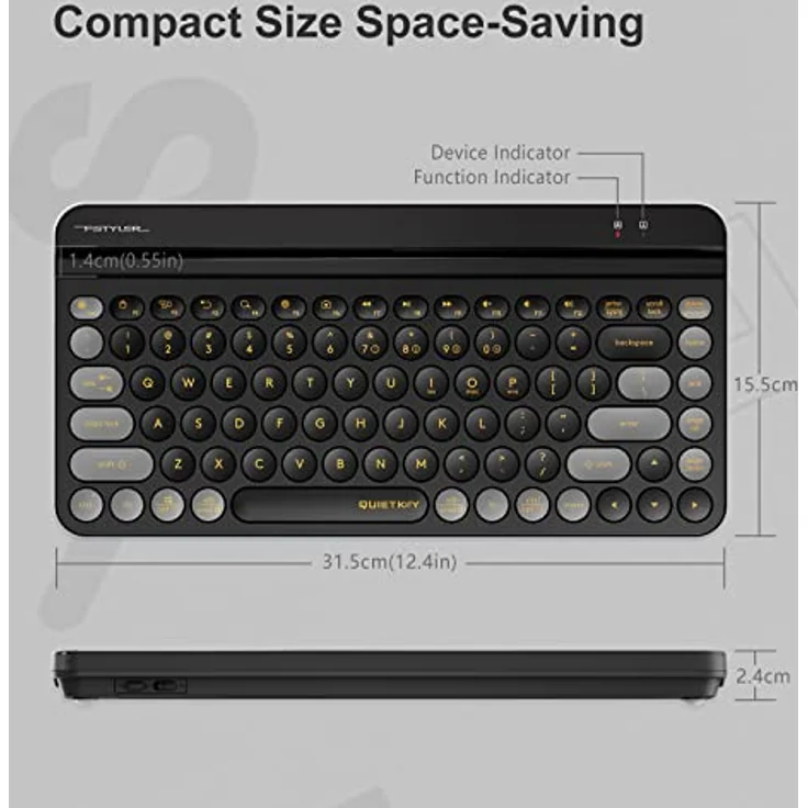 Bloody FBK30 QuietKey 2.4G Kabellose Tastatur und Bluetooth Dual-Modus, bis zu 4 Geräte, tragbar mit integrierter Unterstützung für Mac iOS, Windows Android (Schwarze Johannisbeere) – Bild 5