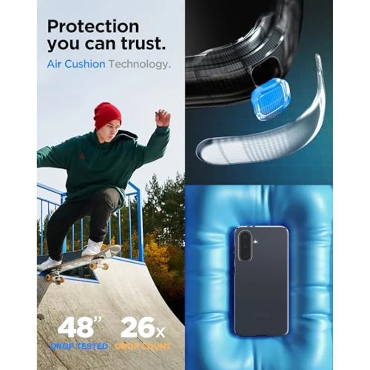 Spigen Liquid Crystal Hülle Kompatibel mit Samsung Galaxy A36 5G -Crystal Clear, Transparentes TPU Material, Schutzrand für Display und Kamera, Air Cushion Technologie. – Bild 4