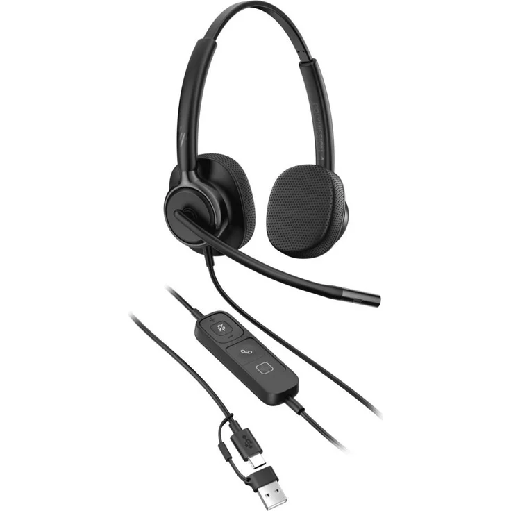 Poly Mission 425 Stereo USB Wired Headset, Plug-and-Play, Geräuschunterdrückendes Mikrofon, Super-Wideband-Audio