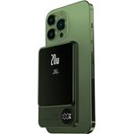 S&T Design Magnetische Powerbank 5000mAh (Magsafe Kompatibel) für iPhone 16/15/14/13/12 Serie, PD 20W Mini Powerbank USB-C, Klein Aber Stark, Grün