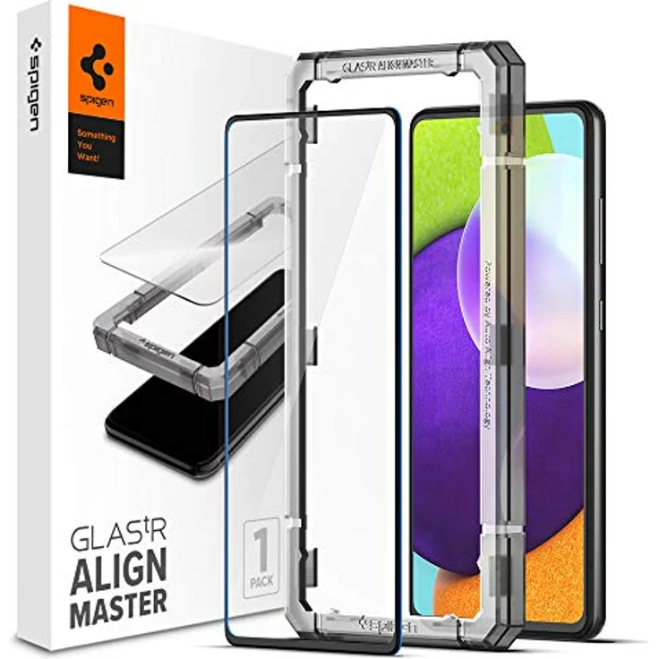Spigen AlignMaster Displayschutzfolie für Samsung Galaxy A52 5G/4G/A52s 5G, Vollflächige Abdeckung, Kratzfest, 9H Härte, Schwarz – Bild 1