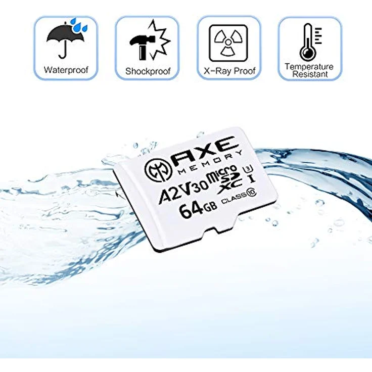 AXE 64 GB MicroSDXC Speicherkarte + SD-Adapter mit A2 App Performance, V30 UHS-I U3 4K Ultra HD Klasse 10 - AXS2A64 – Bild 5