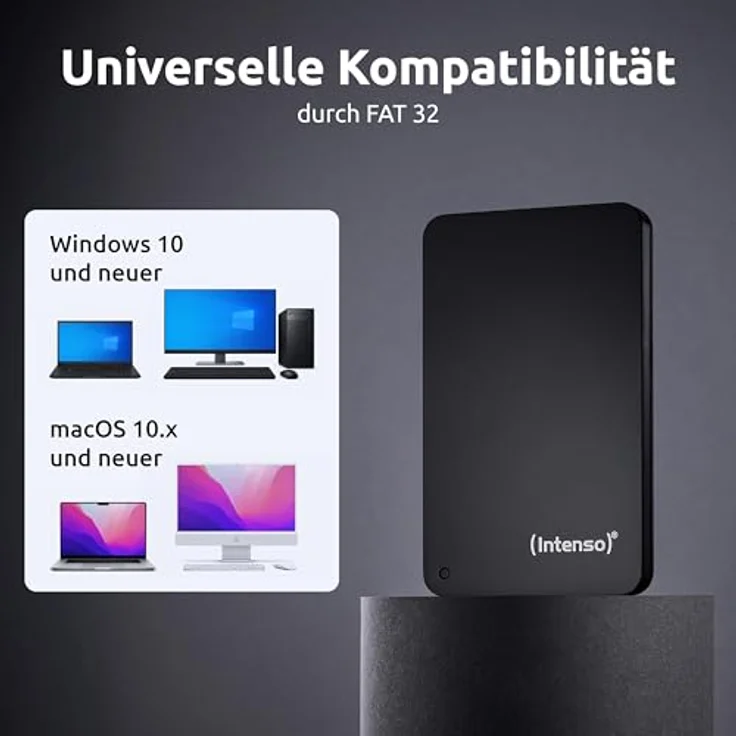 Intenso 2,5" Portable Hard Drive 1TB, externe Festplatte mit USB 3.2 Gen 1x1, 5400 U/min, 8 MB Cache, Plug & Play, Certified refurbished, schwarz – Bild 4