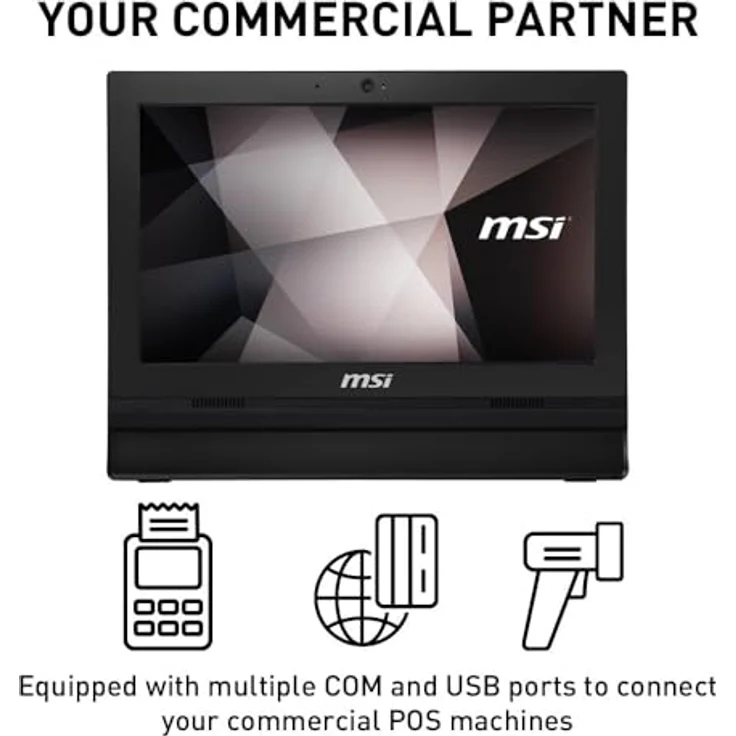 MSI PRO 16T 10M-228XDE 15.6" 5205U/4GB/250GB Schwarz ohne OS, All-in-One-PC mit Intel Celeron Prozessor und lüfterlosem Design – Bild 6