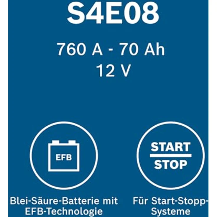 Bosch S4E Starterbatterie 0092S4E081, 12V, 70Ah, Kälteprüfstrom 760A, EFB-Batterie – Bild 3