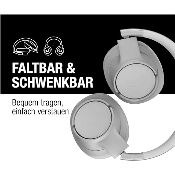 Fresh 'n Rebel Clam Core Bluetooth kopfhörer Over Ear mit ENC-Mikrofon (perfekte Anrufe), Kabellose kopfhörer mit Lautstärkeregler und Tasten für Wiedergabe/Pause, 45h Spielzeit (Weiß) – Bild 3