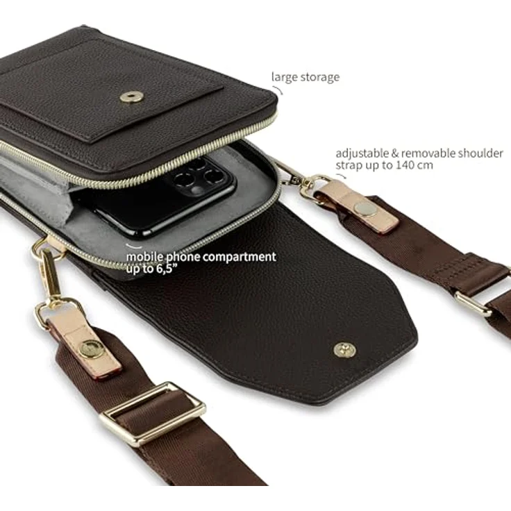 bugatti Ella Handytasche 11 cm, dunkelbraun, 100% Polyester, kompakte Schutzhülle – Bild 5