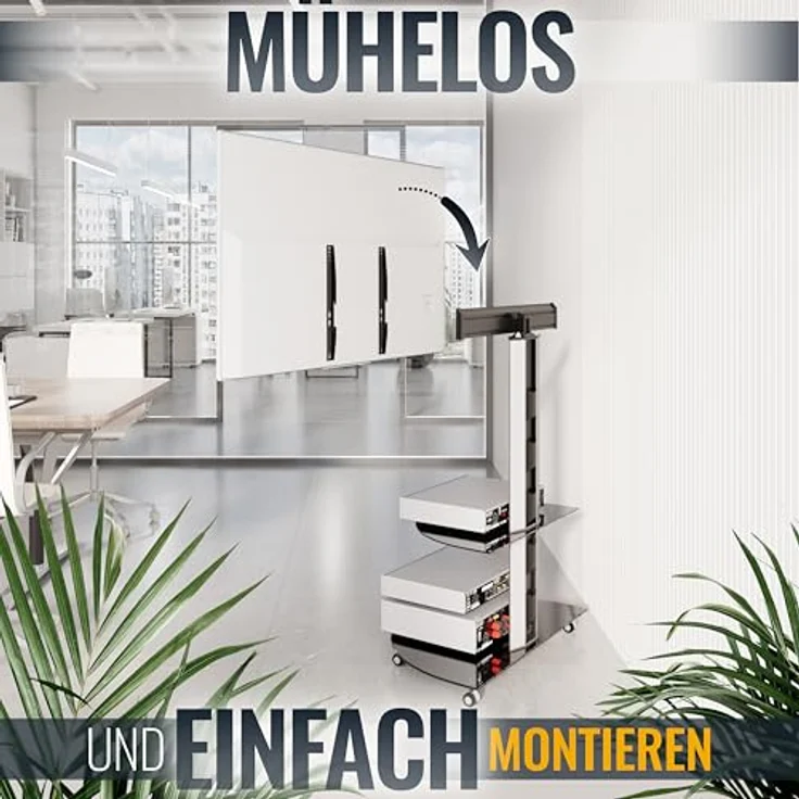 RICOO TV Ständer Rollbar Höhenverstellbar für 30-55 Zoll - Universal TV Ständer mit Rollen FS0502 - TV Stand - TV Standfuss Fernseher Standfuss bis 30 Kg, max. VESA 600x400 mm TV Ständer 55 Zoll, schwarz – Bild 2