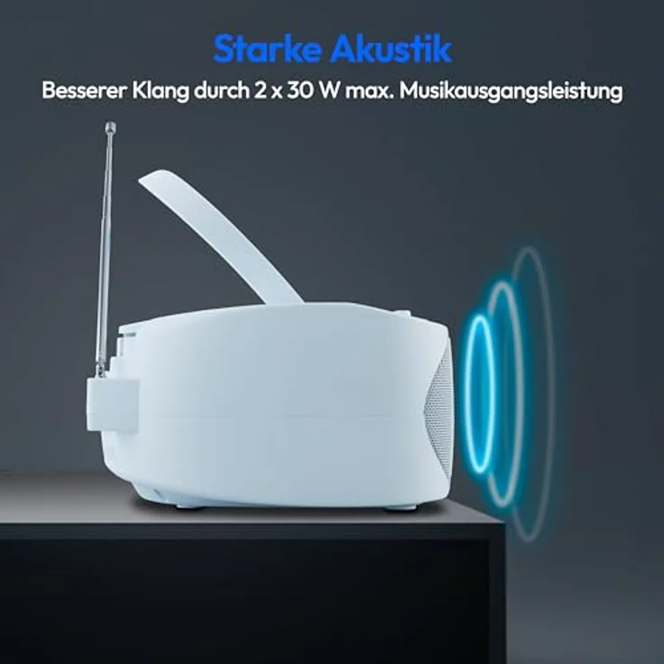 Medion® Radio (AM- / FM- Tuner, MW / UKW mit RDS, 3 W, blau) – Bild 5