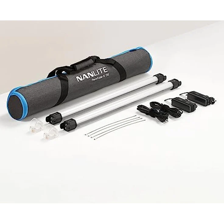 NANLITE PavoTube II 15C 2 Zoll LED-Röhrenleuchten mit Wechselstrom-Ladegeräten, Halterungen und Etui, 2 x PT15C2KIT – Bild 1