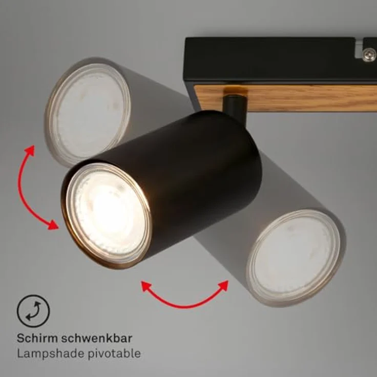 BRILONER - Deckenlampe schwenkbar, GU10 Fassung, max. 9 W, 44 cm, Schwarz-Holz – Bild 3