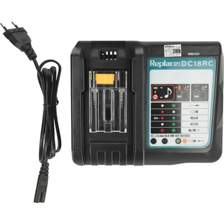 vhbw Ladegerät kompatibel mit Makita DA350DRF, für Li-Ion-Werkzeugakkus 14,4V / 18V, schwarz, 1x Akkusteckplatz, Input AC 110-240V – Bild 3
