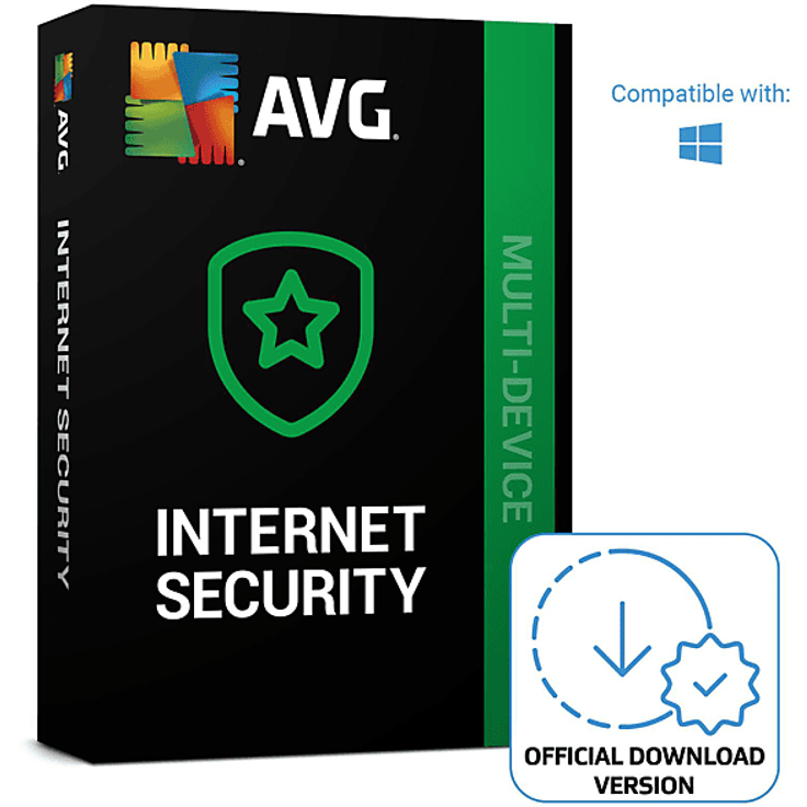 AVG Internet Security, 10-Geräte Lizenz für 1 Jahr, Schutz vor Malware und Betrug für PC/MAC
