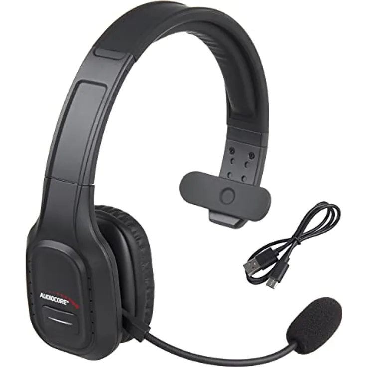 Audiocore AC864 Bluetooth Headset mit Noise Canceling Mikrofon für Call Center Over-Ear Kopfhörer 32 Stunden Sprechzeit Handsfree Wireless Kompatibel mit Google Assistant und Siri