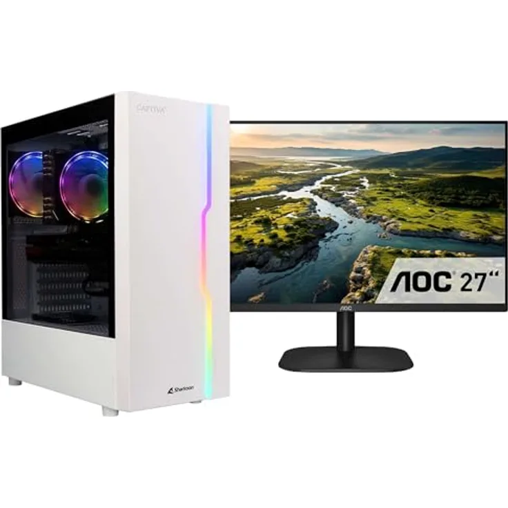 Captiva Business PC Bundle R78-411|R5 5600G|32GB DDR4|Radeon|2 TB|27"|Win11, Desktop-PC mit AMD Ryzen 5 5600G und 27-Zoll TFT AOC Display