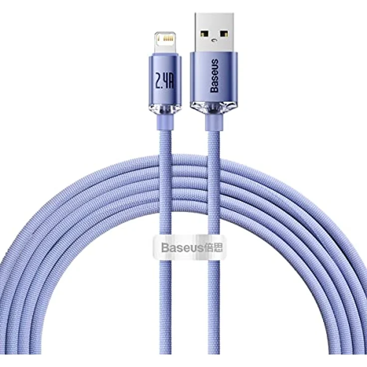 Baseus Crystal Shine USB auf Lightning Kabel, 2,4 A, 2 m, Violett – Bild 2