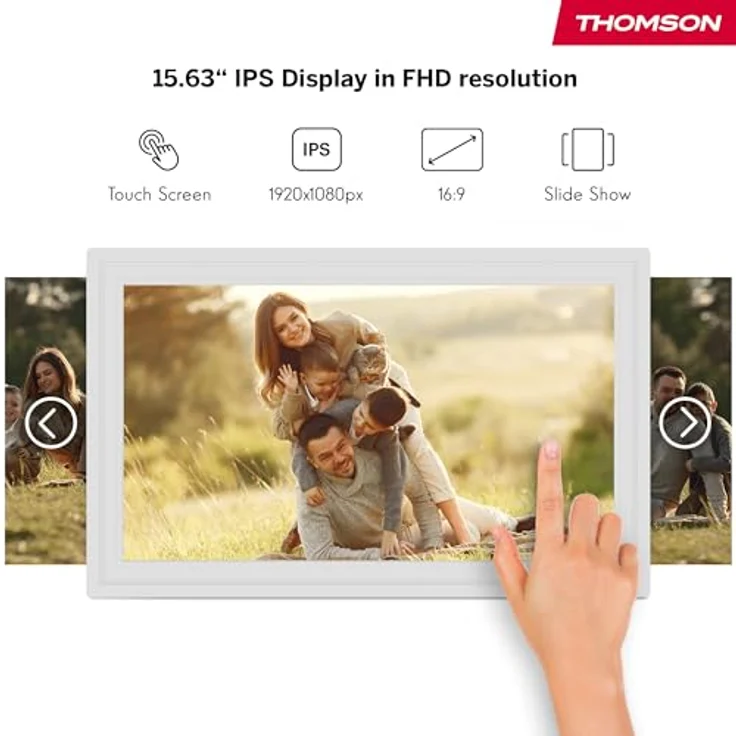 Thomson Digitaler Bilderrahmen 15 Zoll, FHD IPS-Touchscreen, 32 GB Speicher, Automatische Drehung, Weiß – Bild 5