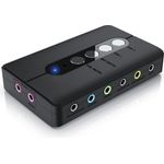 CSL USB-Soundkarte, extern, 7.1 Surround Sound, Stereo Audio Adapter, für PC - Win 10, 11, schwarz